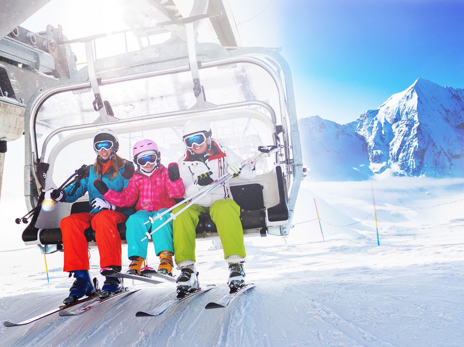 Family on Chair Lift in Winter