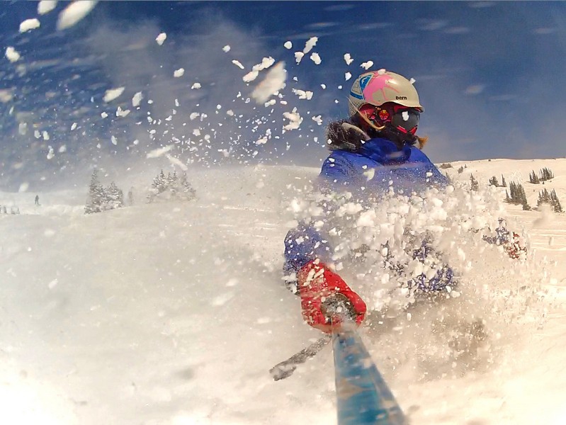 Skiier in Deep Snow at Breckenridge