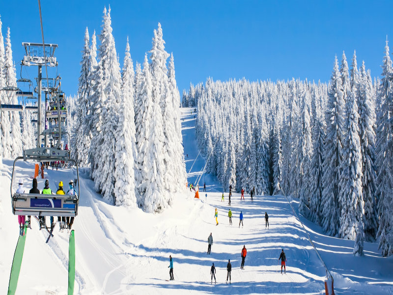 Skiers at A Basin